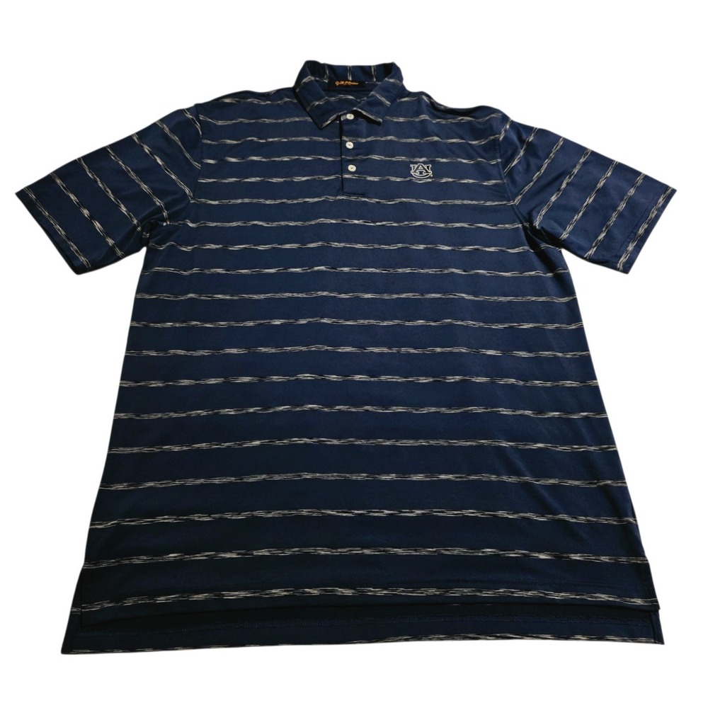 J.M. Collection Auburn Tigers Polo Shirt Mens Large Navy Stripe Golf NCAA